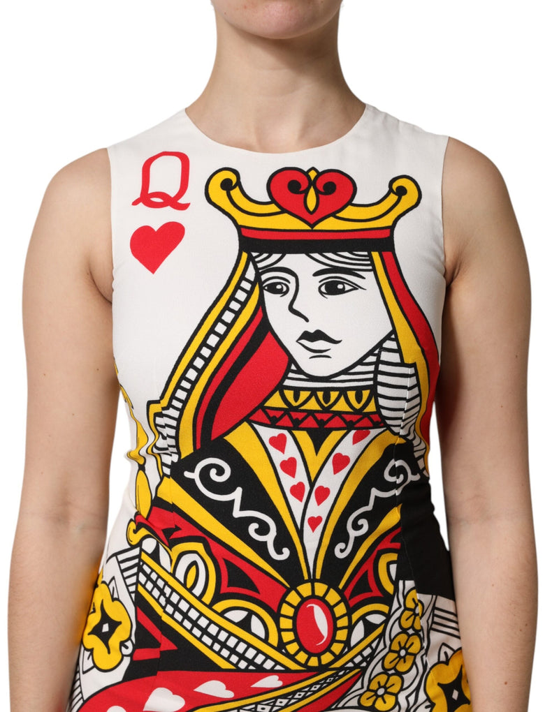 White Queen Of Hearts Sleeveless Maxi Dress Dolce & Gabbana