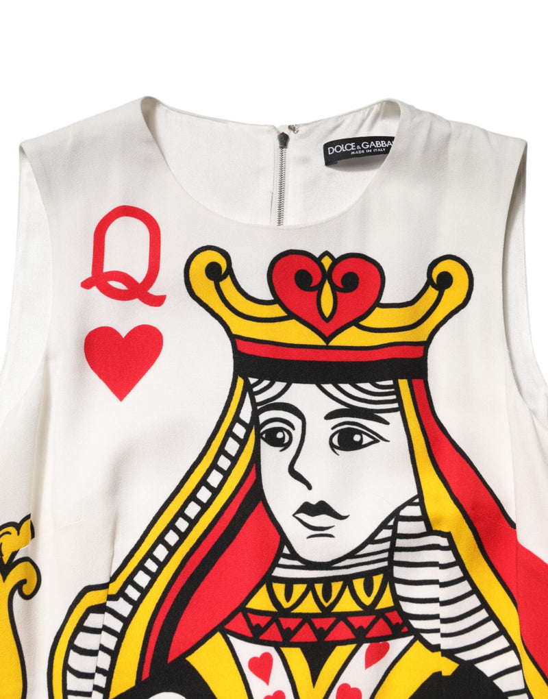 White Queen Of Hearts Sleeveless Maxi Dress Dolce & Gabbana