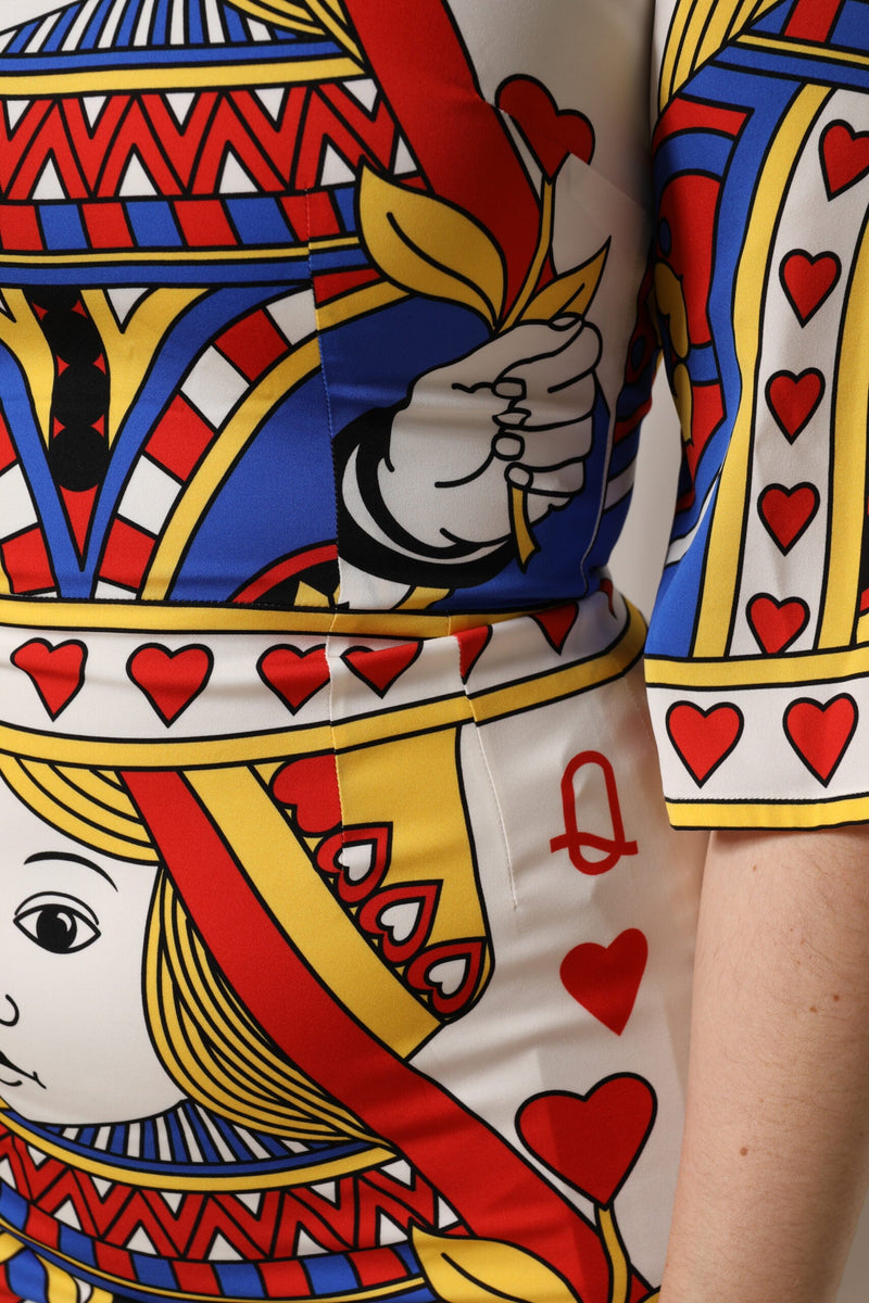 White Queen Of Heart Short Sleeve Midi Dress Dolce & Gabbana