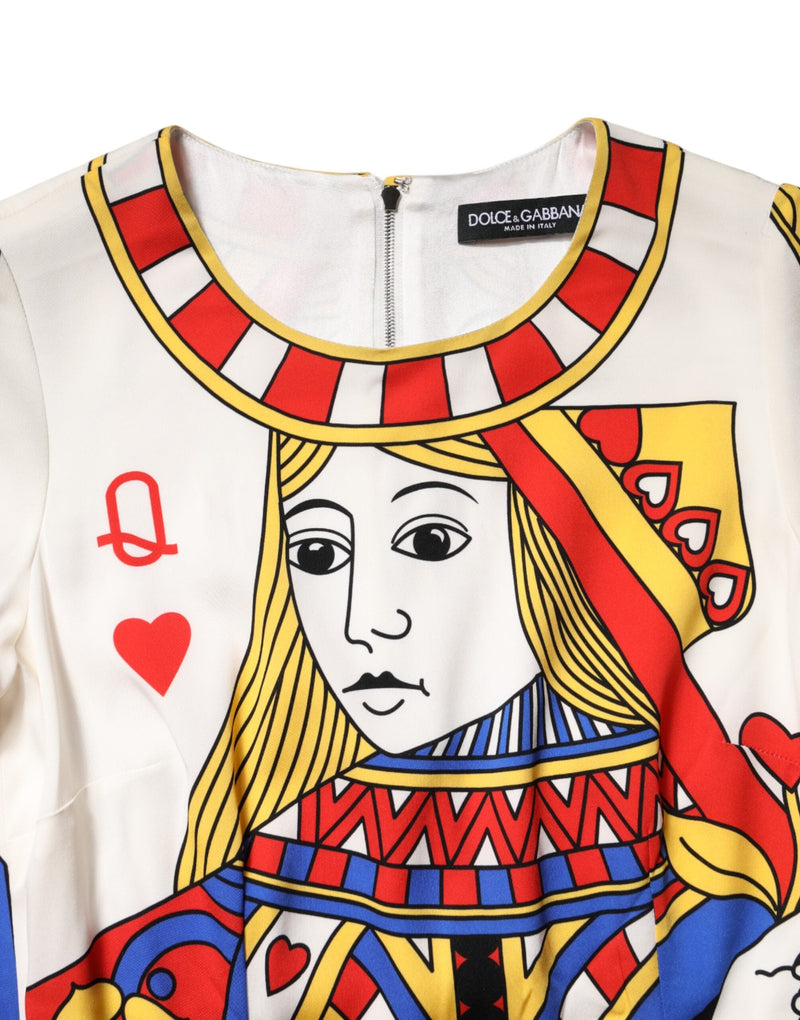 White Queen Of Heart Short Sleeve Midi Dress Dolce & Gabbana