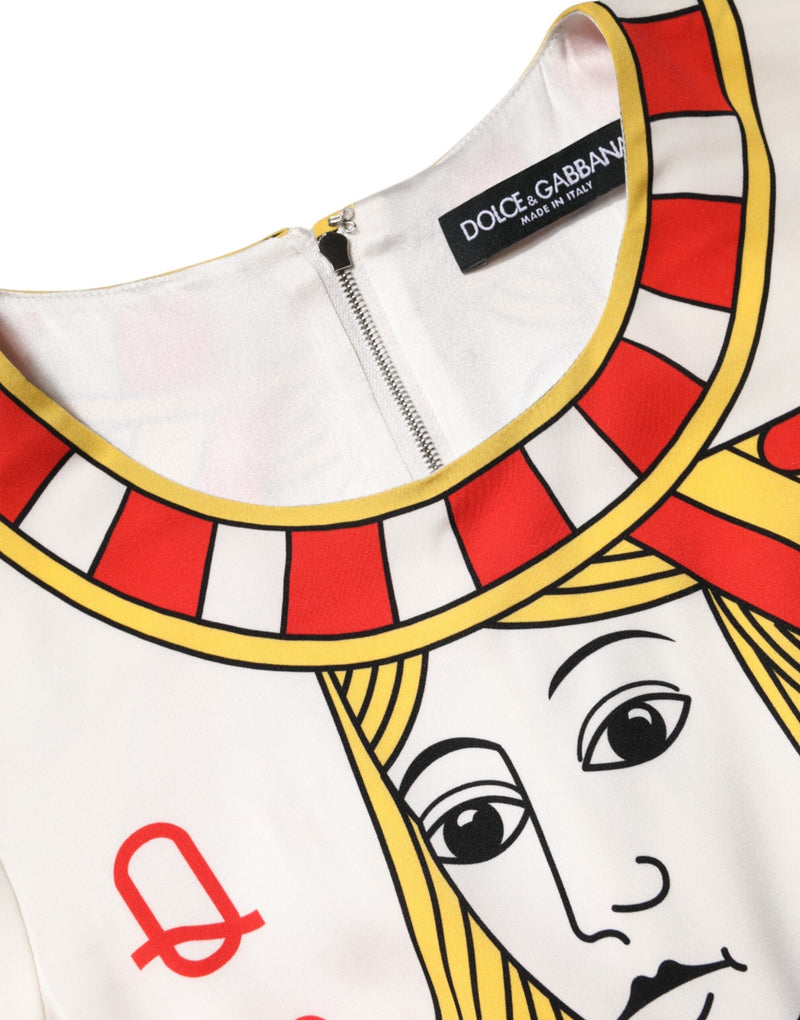 White Queen Of Heart Short Sleeve Midi Dress Dolce & Gabbana