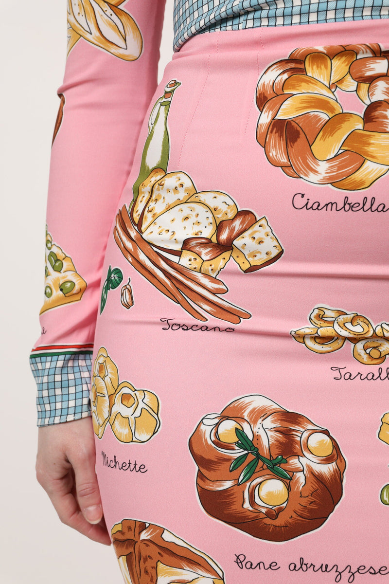 Pink Pastry Print Bodycon Sheath Midi Dress Dolce & Gabbana