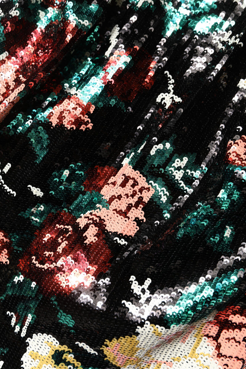 Black Floral Sequin Sleeveless Sheath Dress Dolce & Gabbana