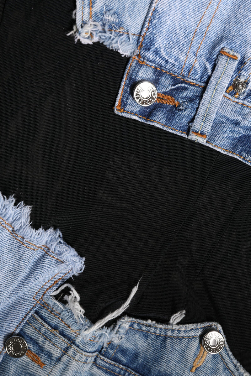 Black Blue Sleeveless Denim Mini Dress Dolce & Gabbana