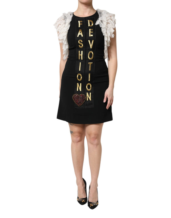 Black Fashion Devotion Embellish Mini Dress Dolce & Gabbana
