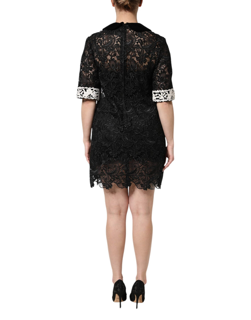 Black Floral Lace Embellished Mini Dress Dolce & Gabbana