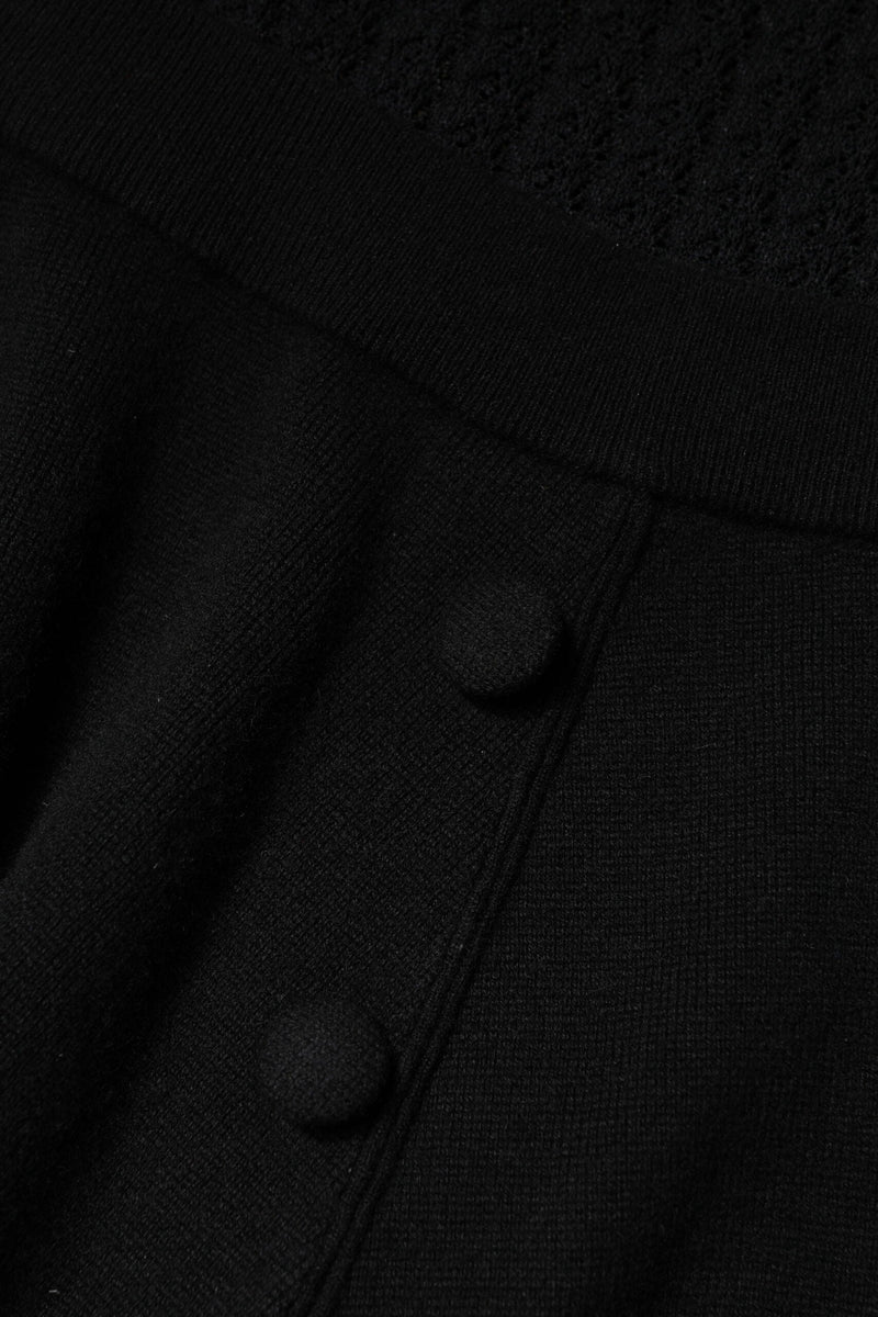 Black Cashmere Long Sleeves A-line Midi Dress Dolce & Gabbana