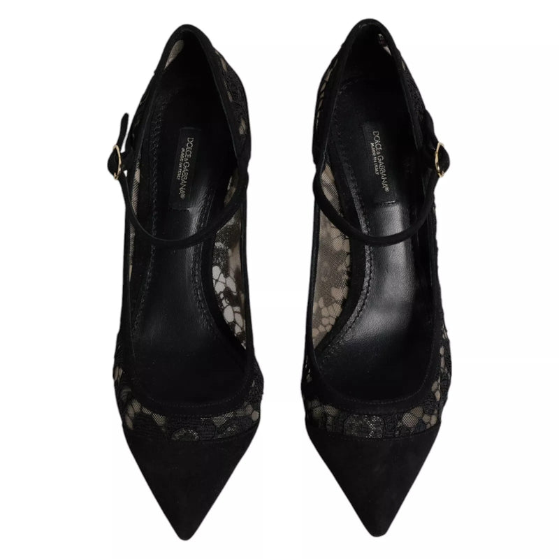 Black Mary Jane Taormina Lace Pumps Shoes Dolce & Gabbana
