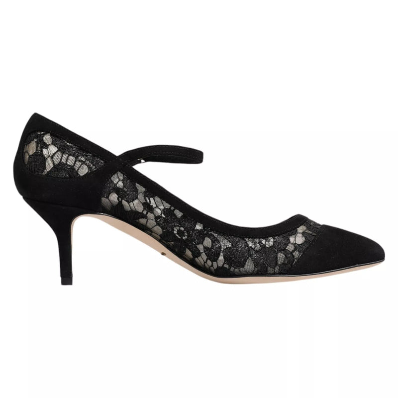 Black Mary Jane Taormina Lace Pumps Shoes Dolce & Gabbana