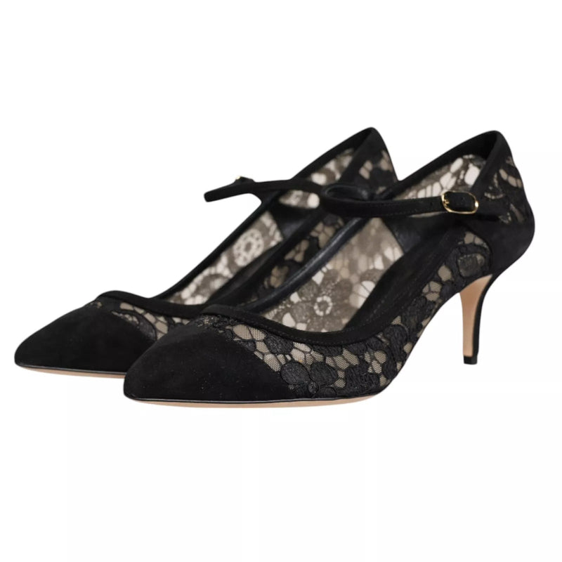 Black Mary Jane Taormina Lace Pumps Shoes Dolce & Gabbana