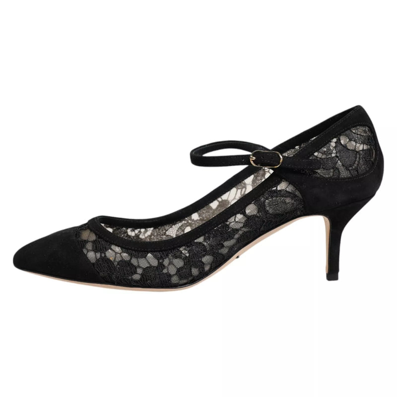 Black Mary Jane Taormina Lace Pumps Shoes Dolce & Gabbana