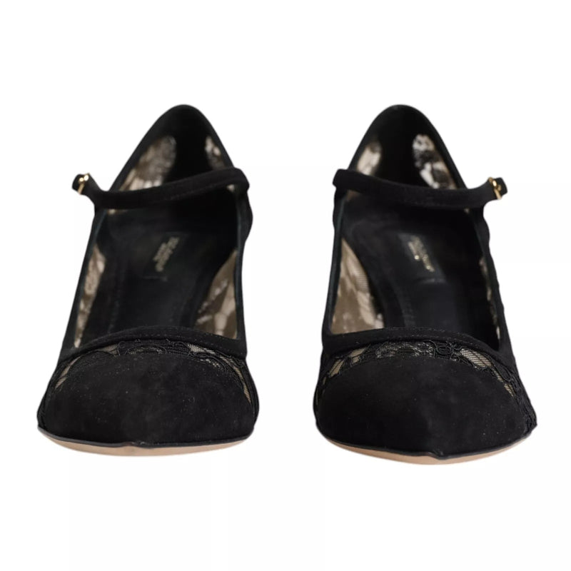 Black Mary Jane Taormina Lace Pumps Shoes Dolce & Gabbana