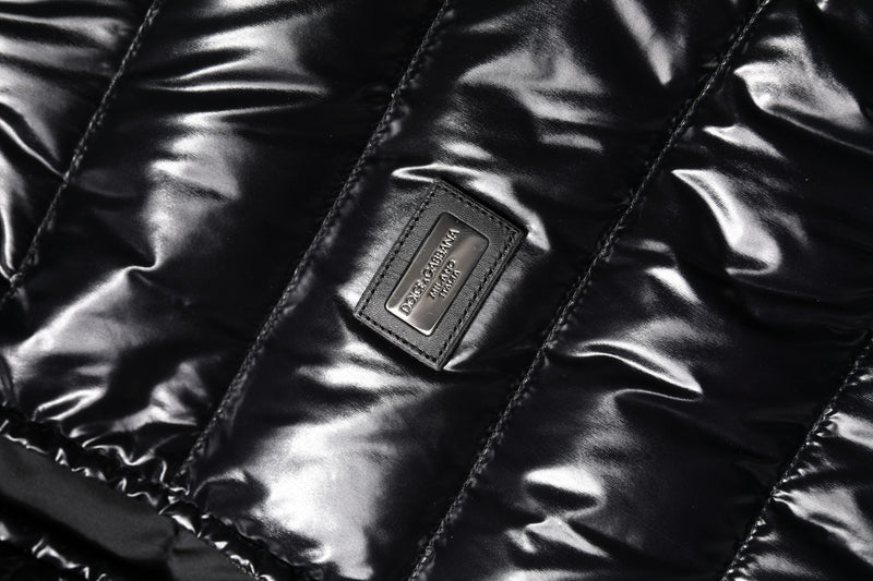 Black Logo Plaque Full Zip Puffer Jacket Dolce & Gabbana