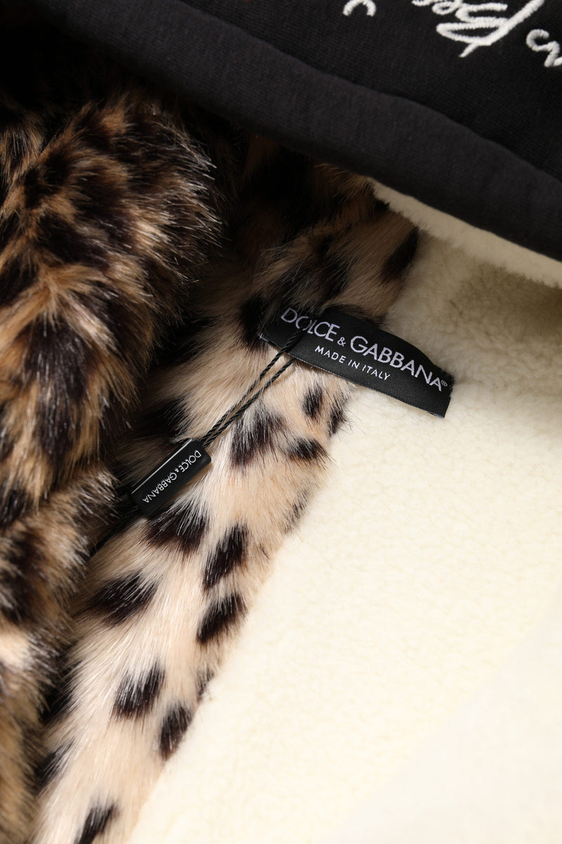 Black Embroidered Full Zip Hooded Jacket Dolce & Gabbana