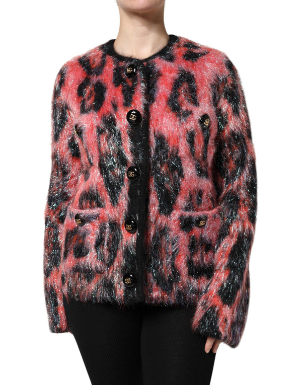 Red Mohair Wool Button Down Cardigan Sweater Dolce & Gabbana