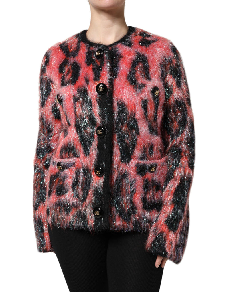 Red Mohair Wool Button Down Cardigan Sweater Dolce & Gabbana