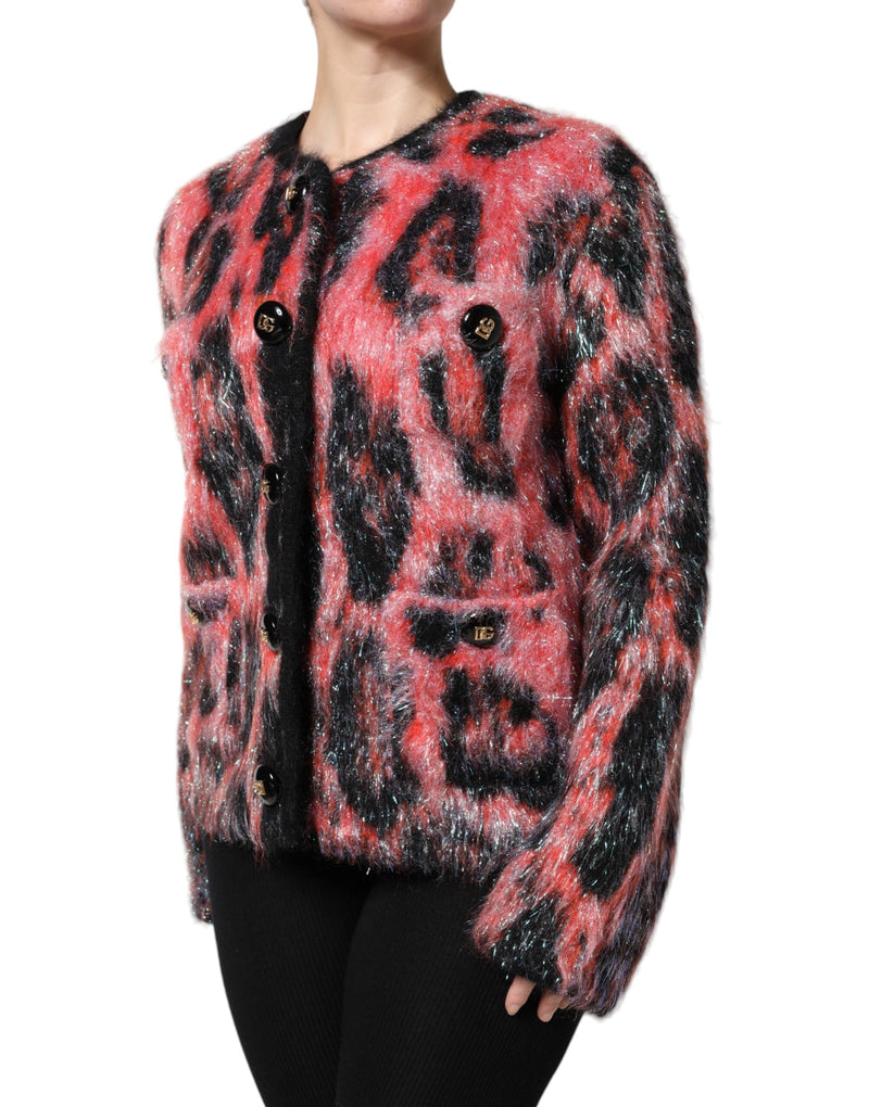 Red Mohair Wool Button Down Cardigan Sweater Dolce & Gabbana