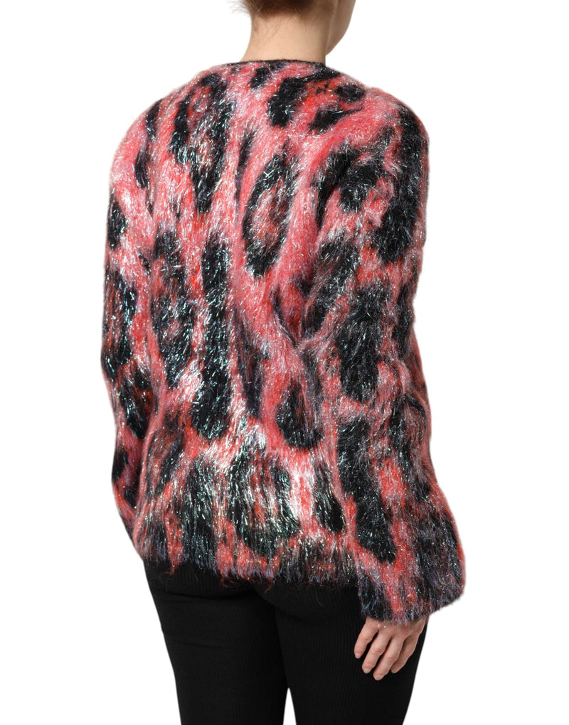 Red Mohair Wool Button Down Cardigan Sweater Dolce & Gabbana
