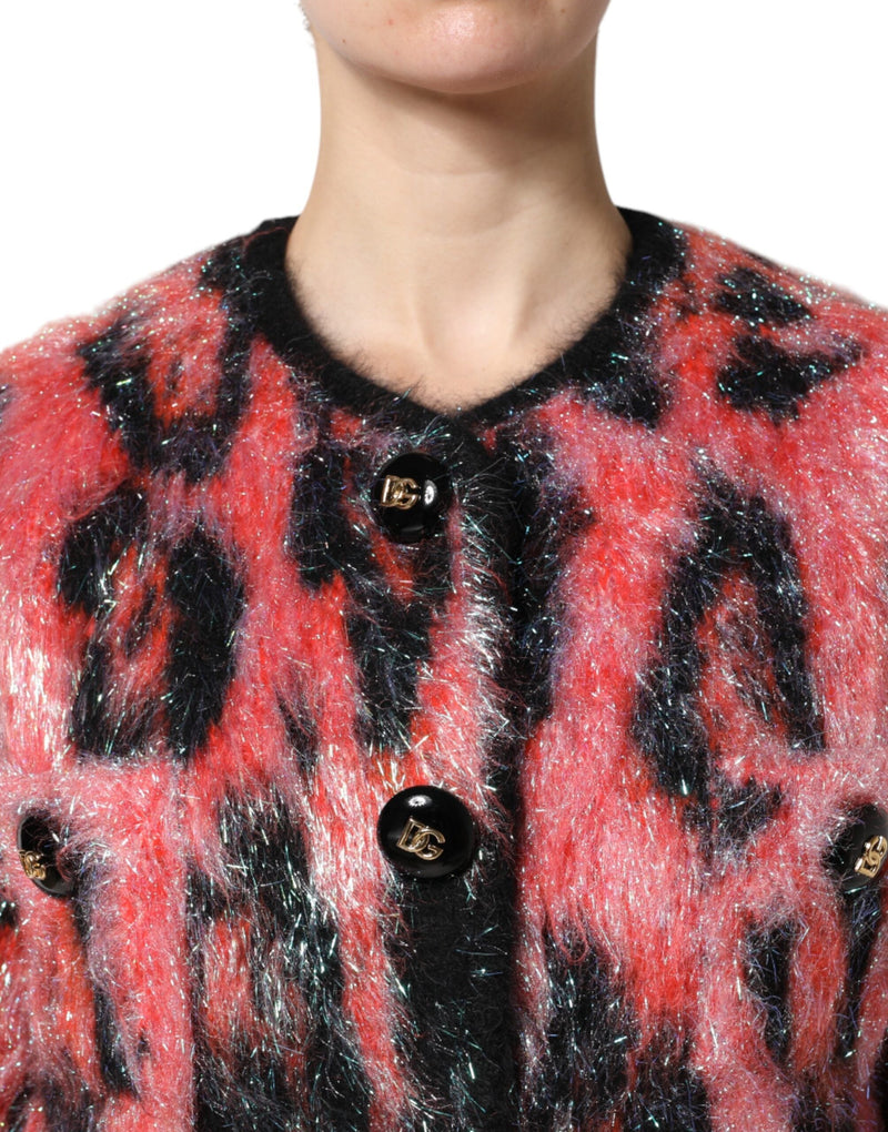 Red Mohair Wool Button Down Cardigan Sweater Dolce & Gabbana