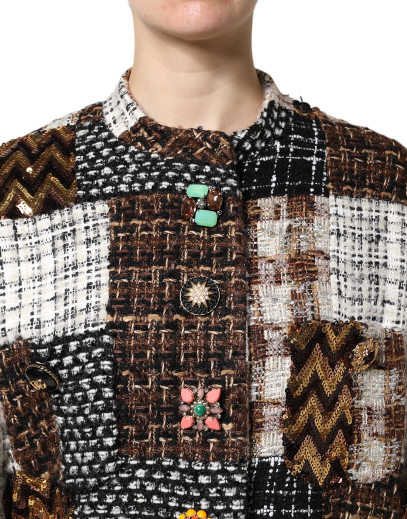 Multicolor Patchwork Button Down Jacket Dolce & Gabbana