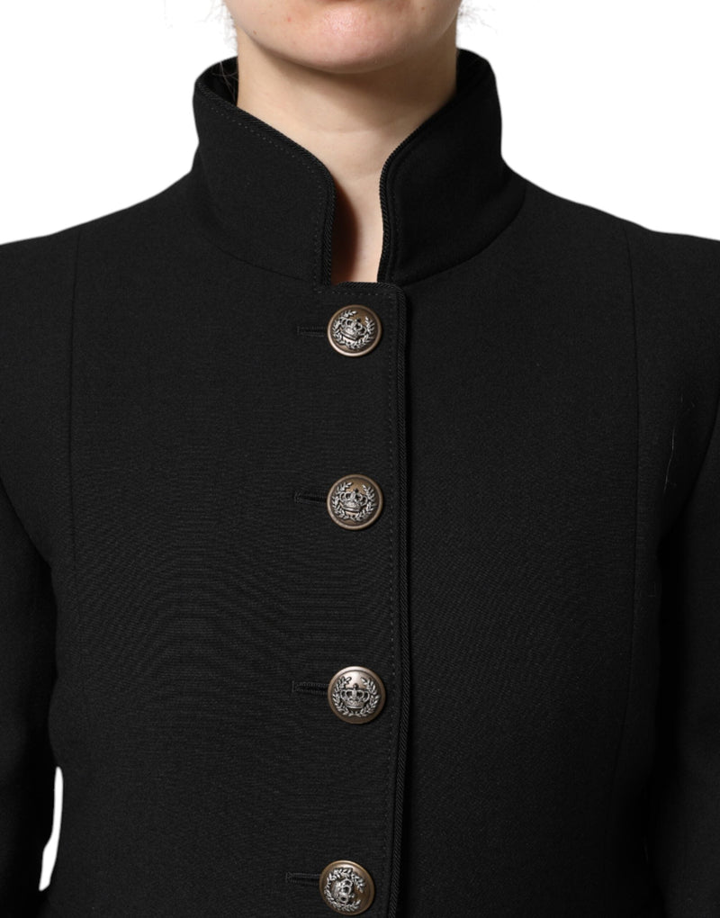Black Wool Single Breasted Trench Coat Jacket Dolce & Gabbana
