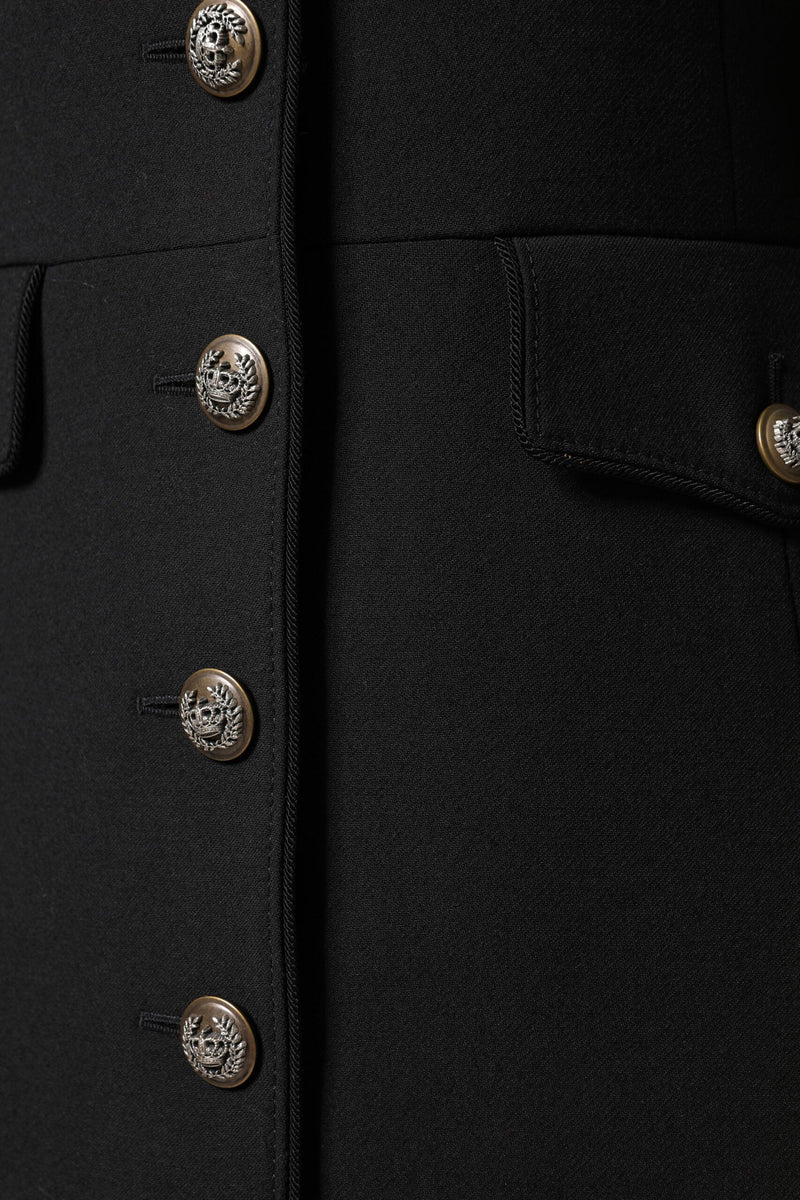 Black Wool Single Breasted Trench Coat Jacket Dolce & Gabbana