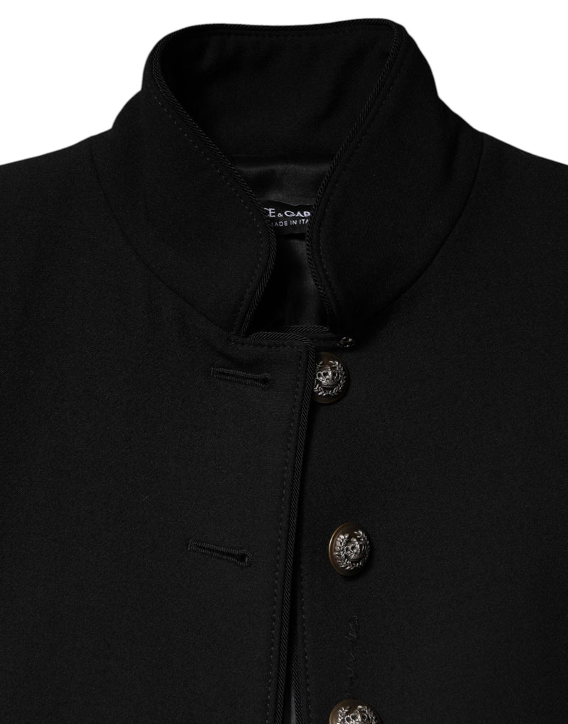 Black Wool Single Breasted Trench Coat Jacket Dolce & Gabbana