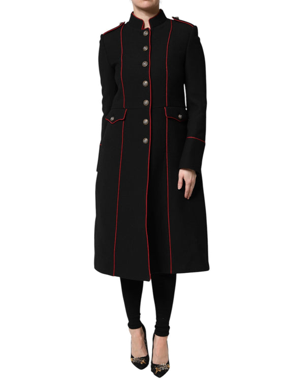Black Wool Single Breasted Trench Coat Jacket Dolce & Gabbana