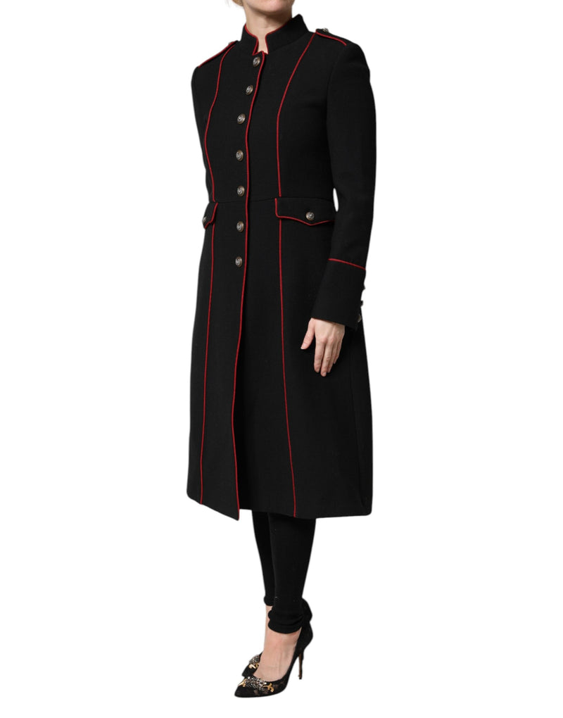 Black Wool Single Breasted Trench Coat Jacket Dolce & Gabbana