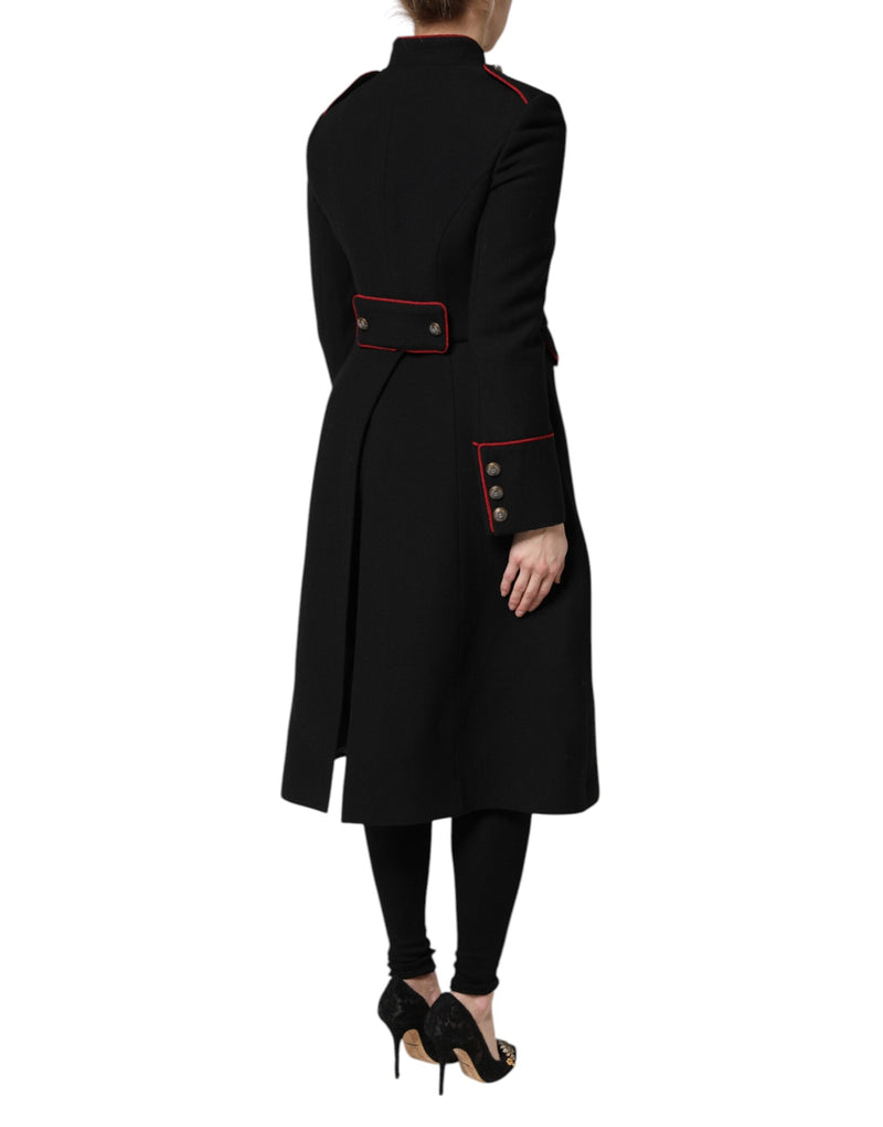 Black Wool Single Breasted Trench Coat Jacket Dolce & Gabbana