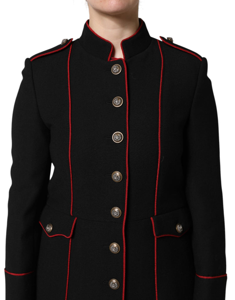 Black Wool Single Breasted Trench Coat Jacket Dolce & Gabbana
