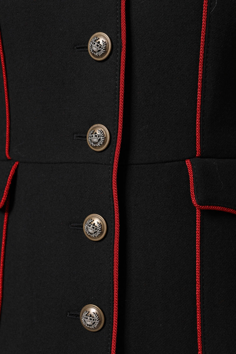 Black Wool Single Breasted Trench Coat Jacket Dolce & Gabbana