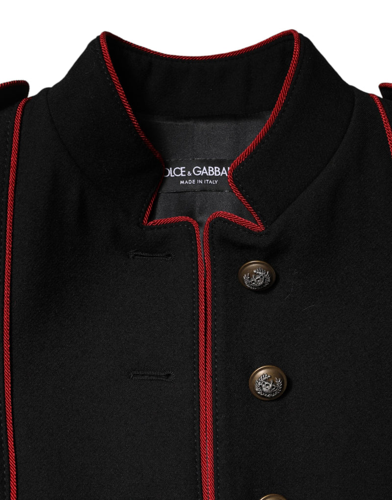 Black Wool Single Breasted Trench Coat Jacket Dolce & Gabbana