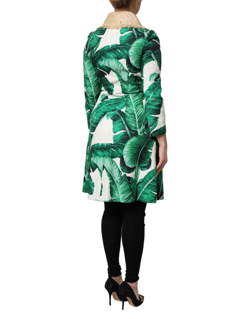 Multicolor Leaf Print Embellished Trenchcoat Jacket Dolce & Gabbana