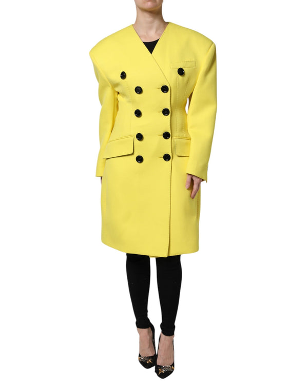 Yellow Double Breasted Trench Coat Jacket Dolce & Gabbana