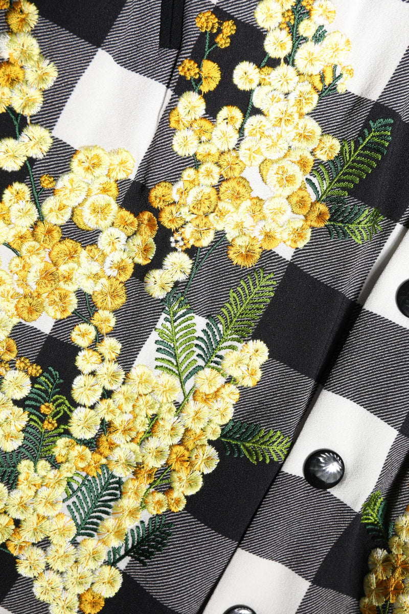 Black White Check Floral Button Down Jacket Dolce & Gabbana