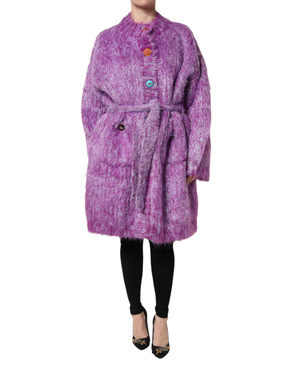 Purple Button Embellished Trench Coat Jacket Dolce & Gabbana