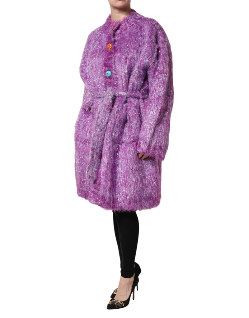 Purple Button Embellished Trench Coat Jacket Dolce & Gabbana