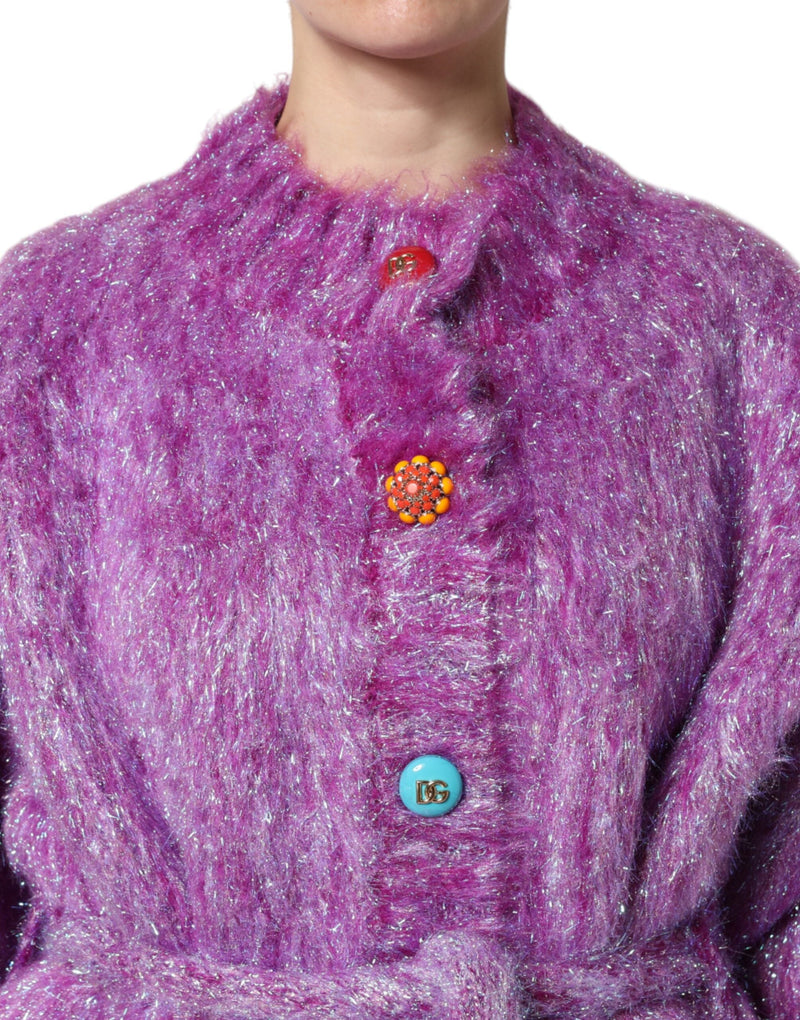 Purple Button Embellished Trench Coat Jacket Dolce & Gabbana