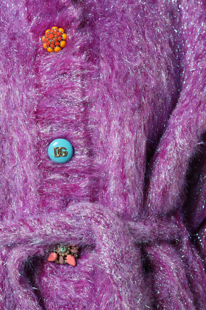 Purple Button Embellished Trench Coat Jacket Dolce & Gabbana