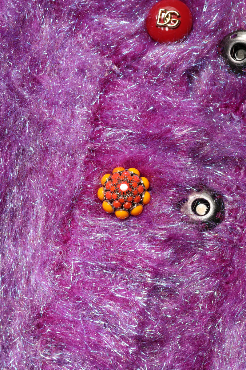 Purple Button Embellished Trench Coat Jacket Dolce & Gabbana