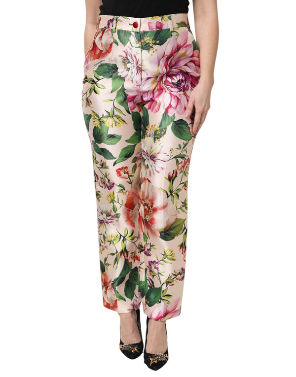 Multicolor Floral High Waist Straight Pants Dolce & Gabbana