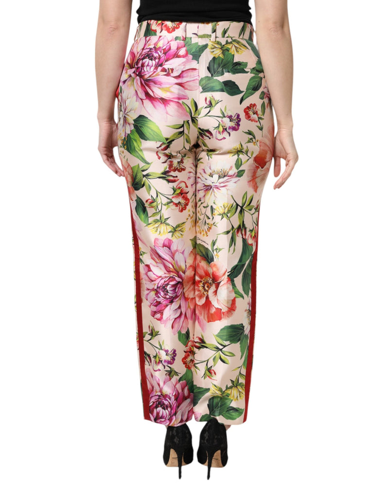 Multicolor Floral High Waist Straight Pants Dolce & Gabbana