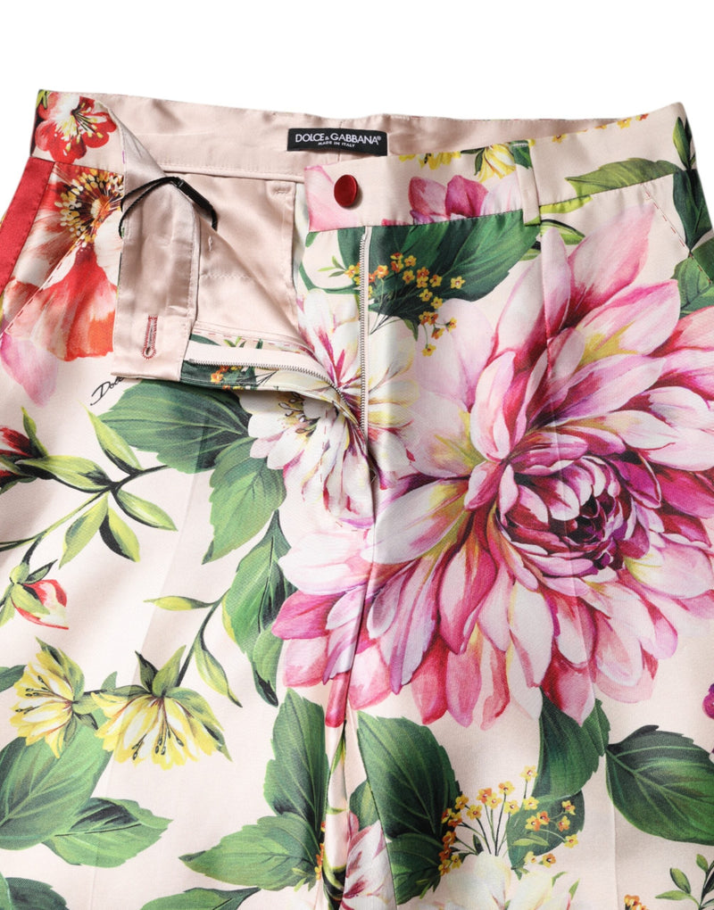 Multicolor Floral High Waist Straight Pants Dolce & Gabbana
