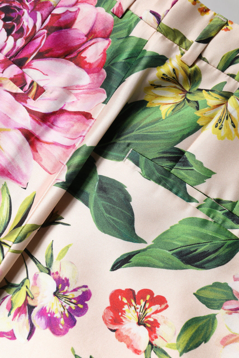 Multicolor Floral High Waist Straight Pants Dolce & Gabbana