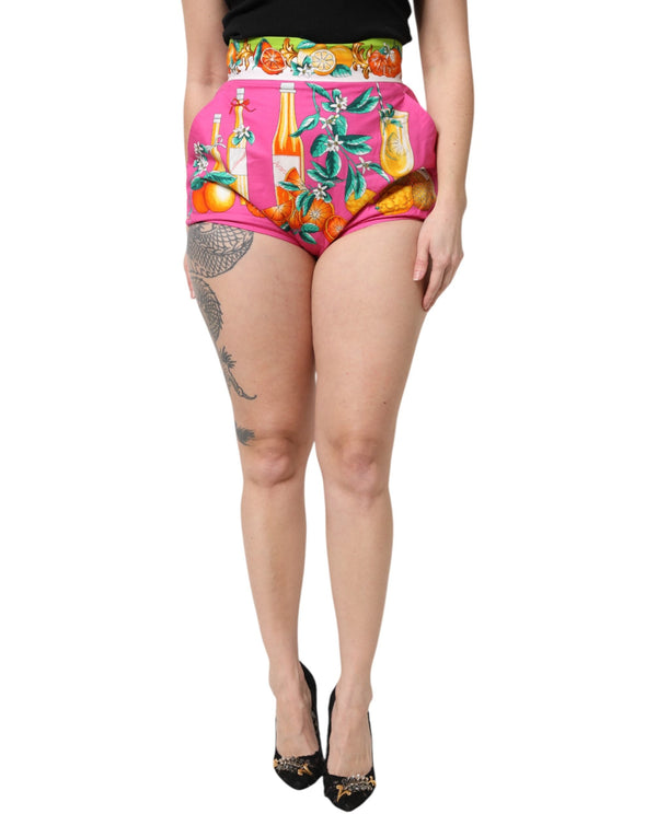Pink Printed High Waist Hot Pants Shorts Dolce & Gabbana