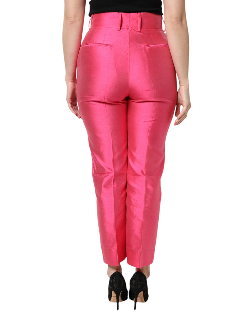 Pink Silk High Waist Tapered Pants Dolce & Gabbana