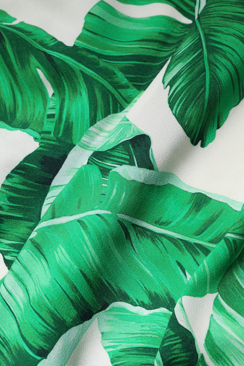 White Green Leaf High Waist Pants Dolce & Gabbana