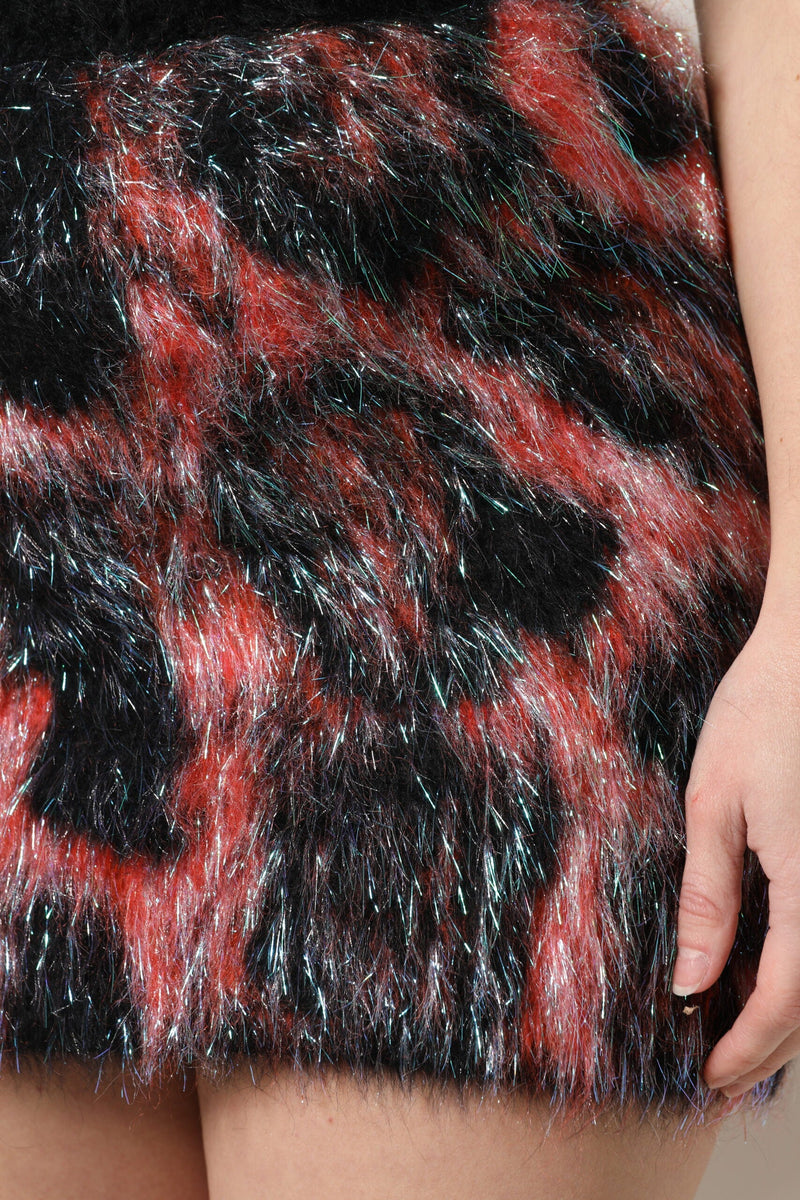 Multicolor Plush High Waist Mini Skirt Dolce & Gabbana
