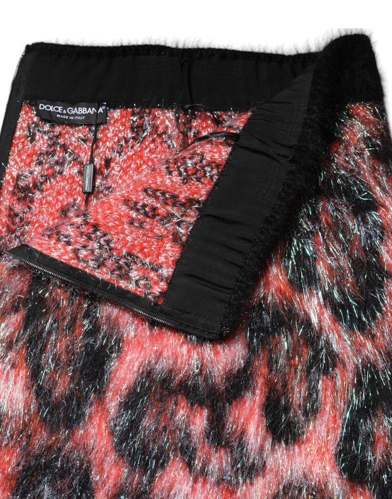 Multicolor Plush High Waist Mini Skirt Dolce & Gabbana